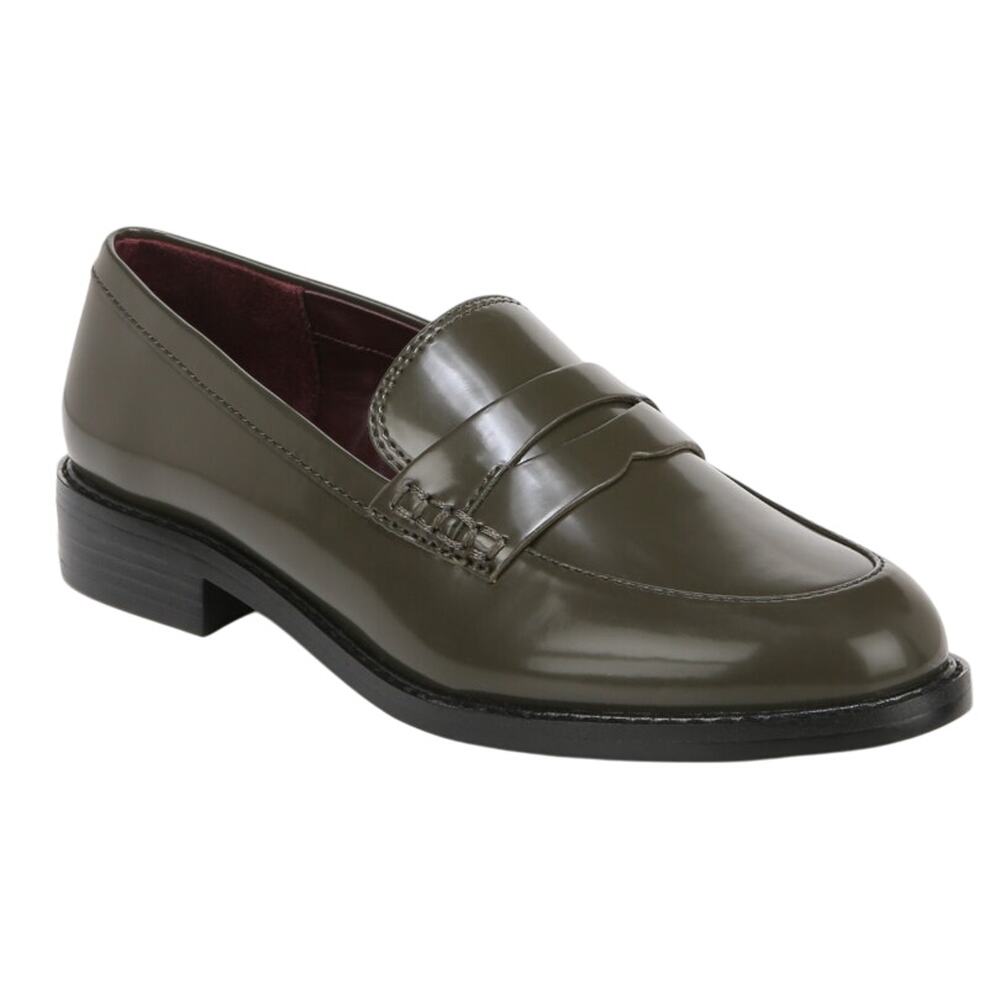 Franco Sarto Womens Alora Penny Loafers Size 6.5 M Green Vegan Patent NIB